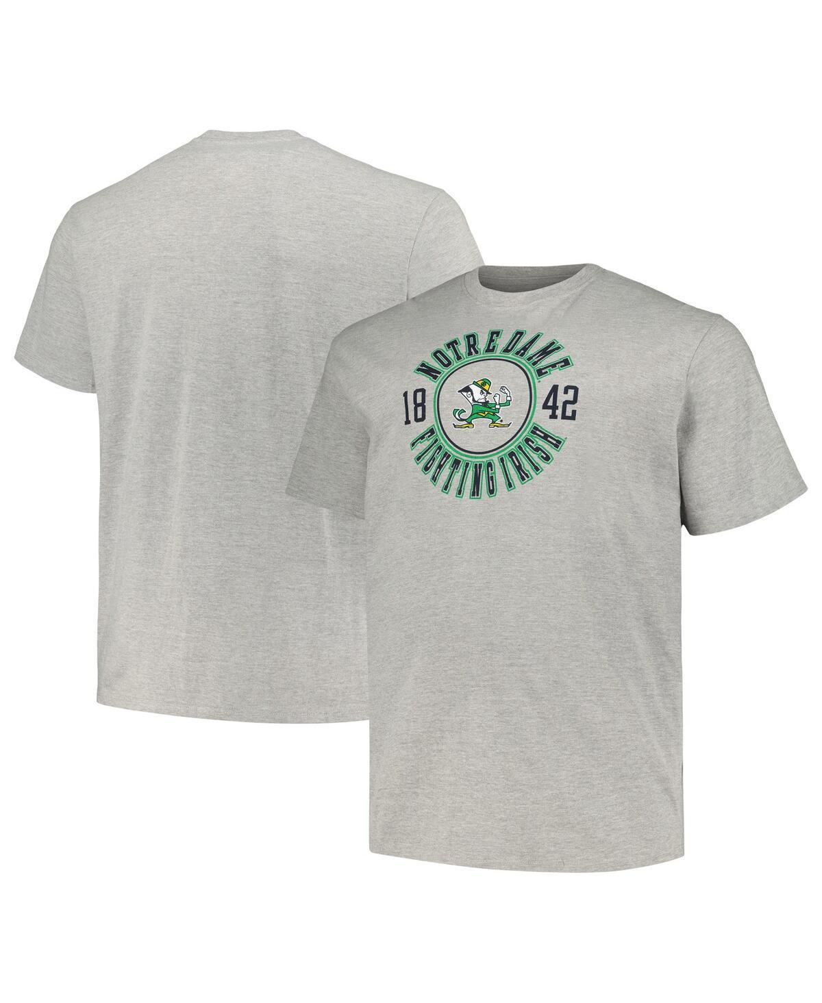 Mens Champion Heather Gray Notre Dame Fighting Irish Big and Tall Circle Logo T-shirt Product Image