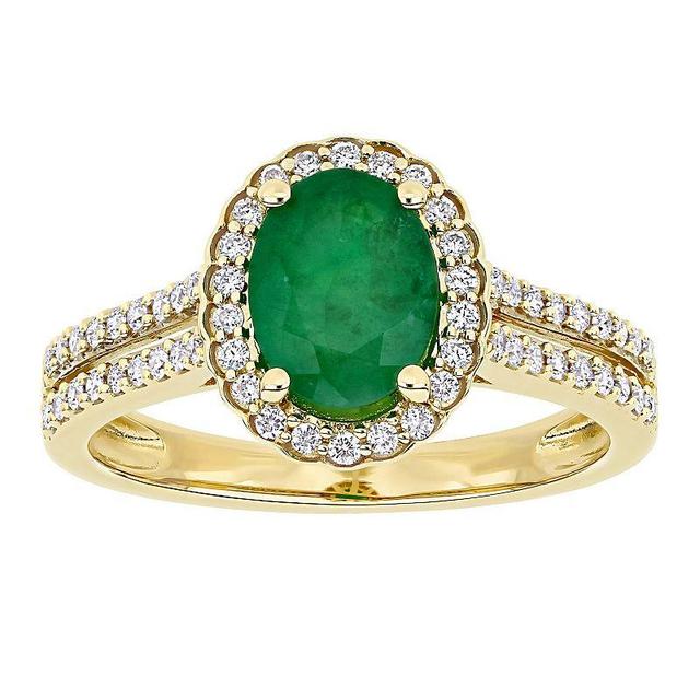 Stella Grace 14k Gold Emerald & 1/3 Carat T.W. Diamond Halo Engagement Ring, Womens Product Image