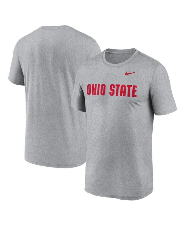 Nike Mens Heather Gray Ohio State Buckeyes Primetime Legend Wordmark T-Shirt Product Image