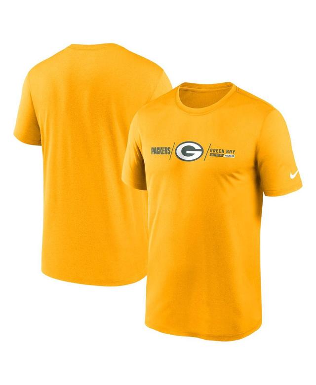 Mens Nike Gold Green Bay Packers Horizontal Lockup Legend Performance T-Shirt Product Image