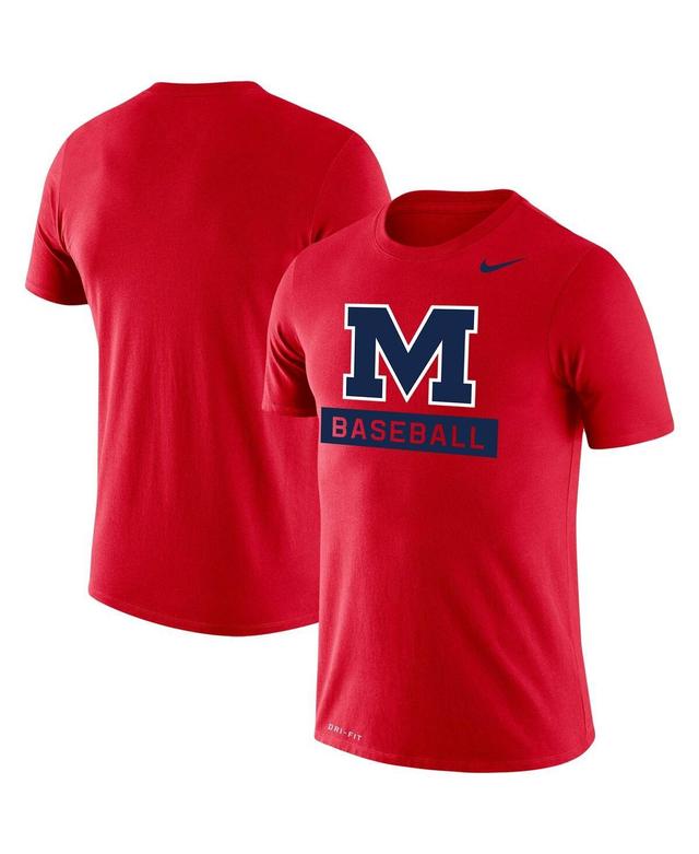 Mens Red Ole Miss Rebels Baseball Logo Stack Legend Performance T-shirt Product Image