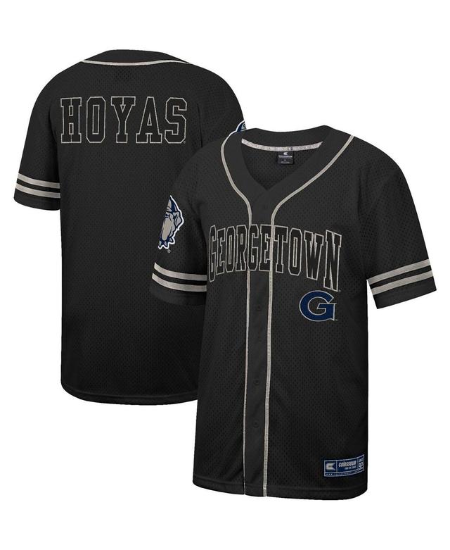 Mens Colosseum Black Georgetown Hoyas Free Spirited Mesh Button-Up Baseball Jersey - Black Product Image