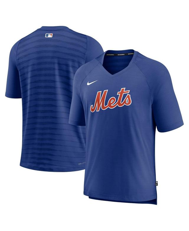 NIKE Men's  Navy Atlanta Braves Authentic Collection Pregame Raglan Performance V-neck T-shirt Product Image