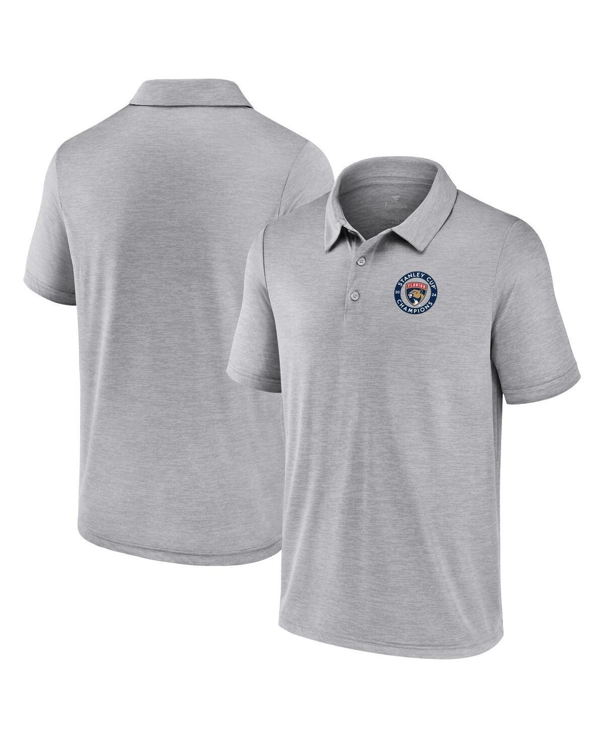 Fanatics Mens Gray Florida Panthers 2024 Stanley Cup Champions Seal Logo Polo Shirt Product Image