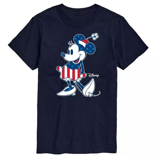 Disneys Minnie Mouse Mens Americana Flag Graphic Tee Blue Product Image