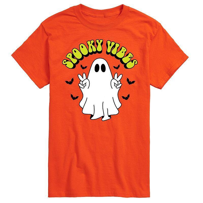 Mens Spooky Vibes Ghost Graphic Tee Orange Product Image