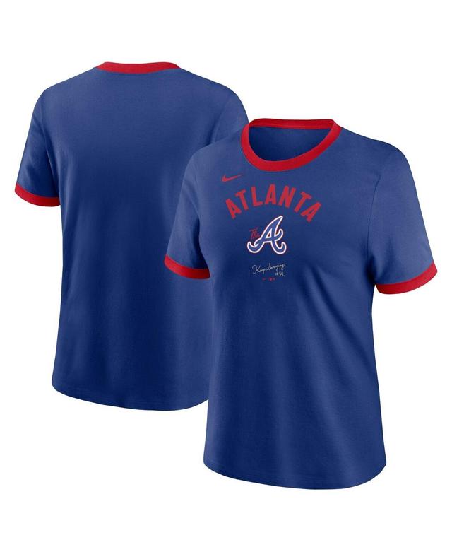 Nike Womens Royal Atlanta Braves 2024 City Connect Ringer Tri-Blend T-Shirt - Royal Product Image