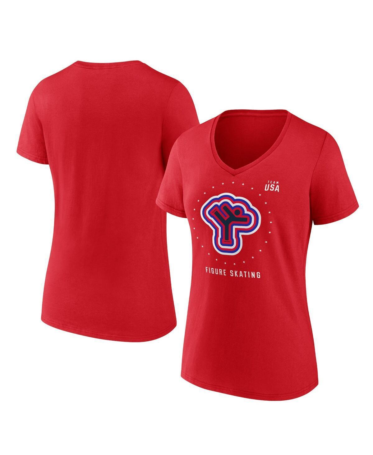 Womens Fanatics Branded Red Team USA Figure Skating V-Neck T-Shirt Product Image