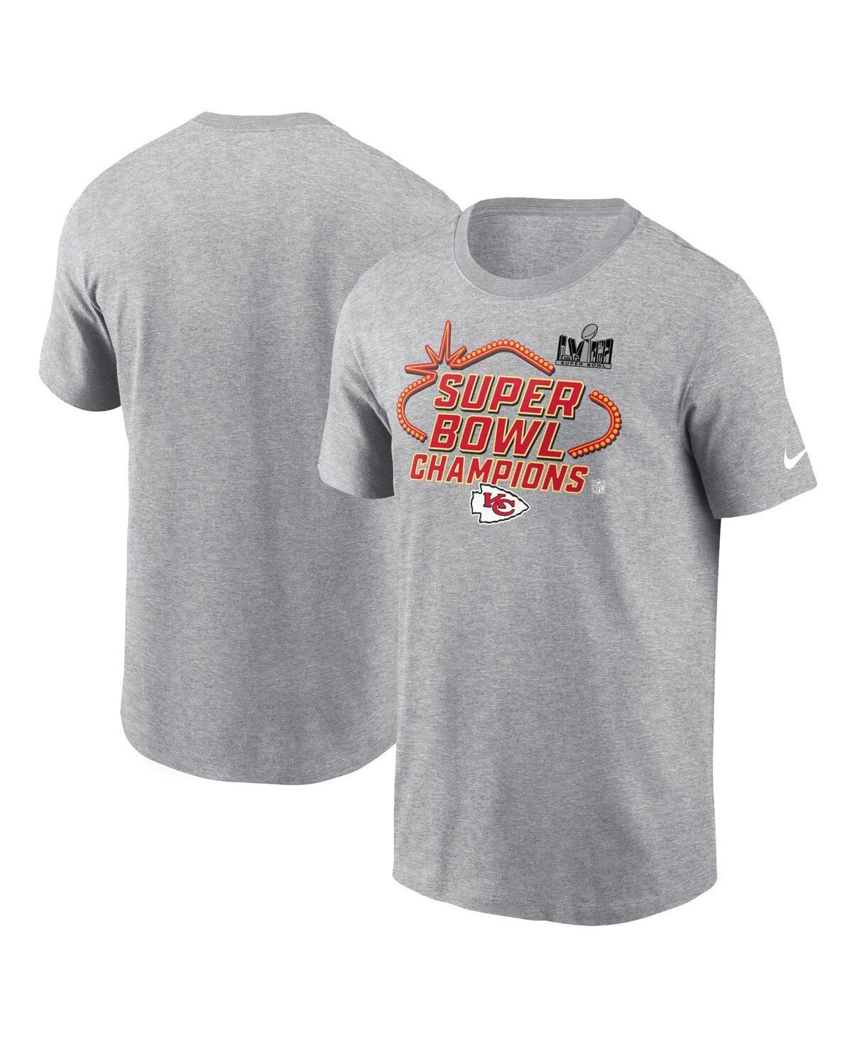 Mens Nike Heather Gray Kansas City Chiefs Super Bowl Lviii Champions Locker Room Trophy Collection Tall T-shirt Product Image