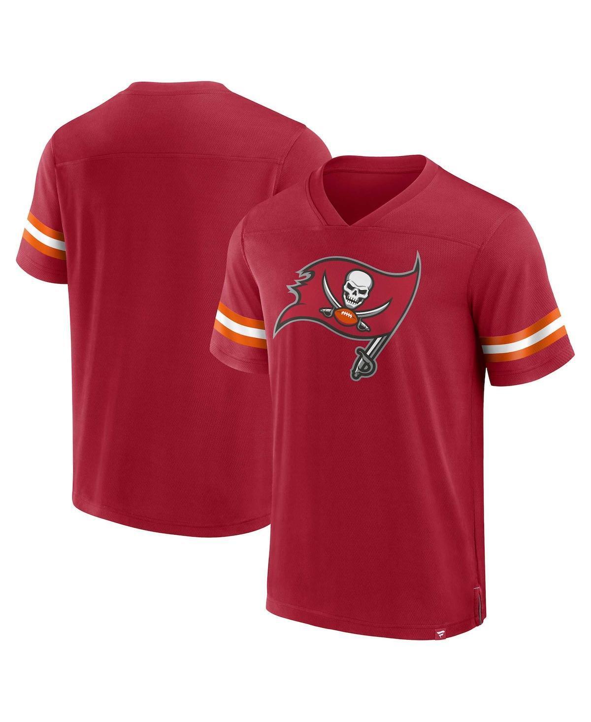 Mens Fanatics Red Tampa Bay Buccaneers Jersey Tackle V-Neck T-shirt Product Image