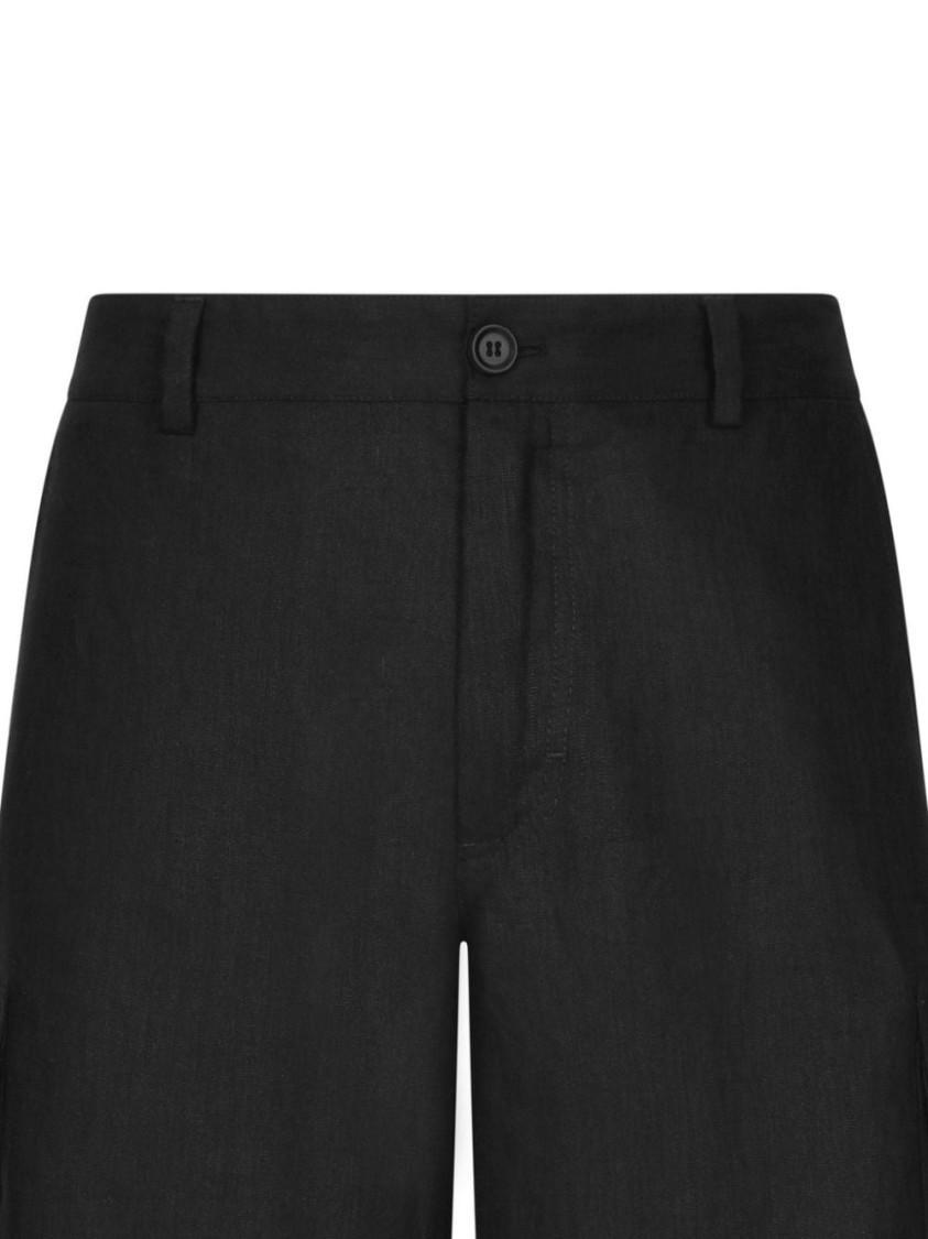 Straight-leg Linen Cargo Shorts In Black Product Image