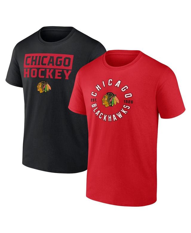 Fanatics Mens Chicago Blackhawks Serve T-Shirt Combo Pack - Red Product Image