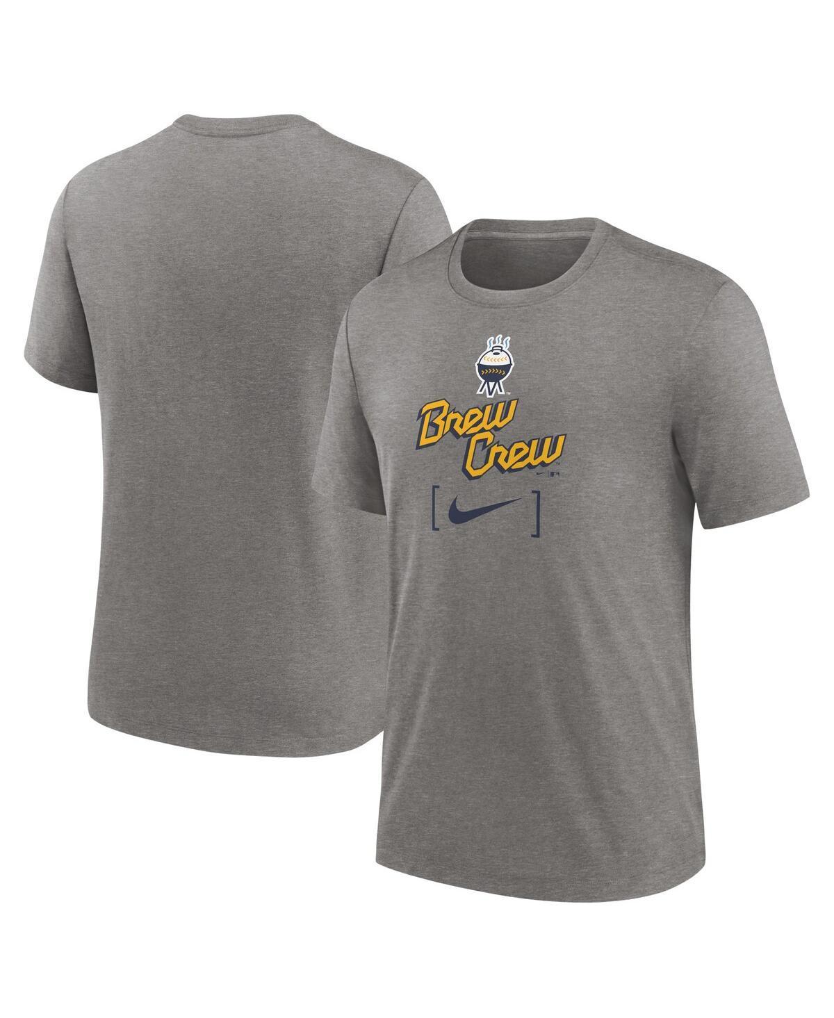 Nike Mens Heather Charcoal Milwaukee Brewers City Connect Tri-Blend T-Shirt Product Image