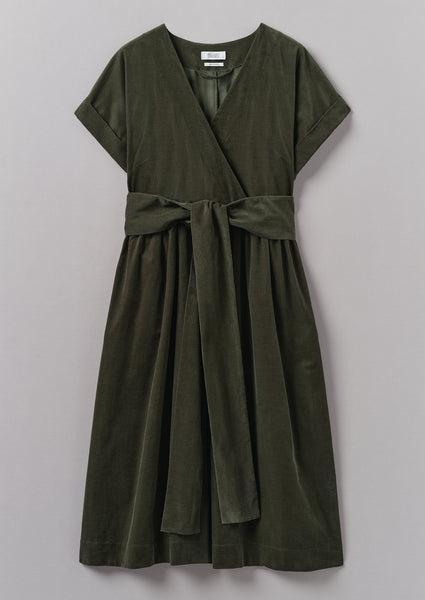 Needlecord Wrap Front Dress | Seaweed Product Image