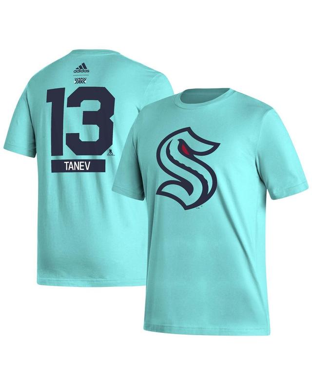 Mens adidas Brandon Tanev Teal Seattle Kraken Reverse Retro 2.0 Name and Number T-shirt Product Image