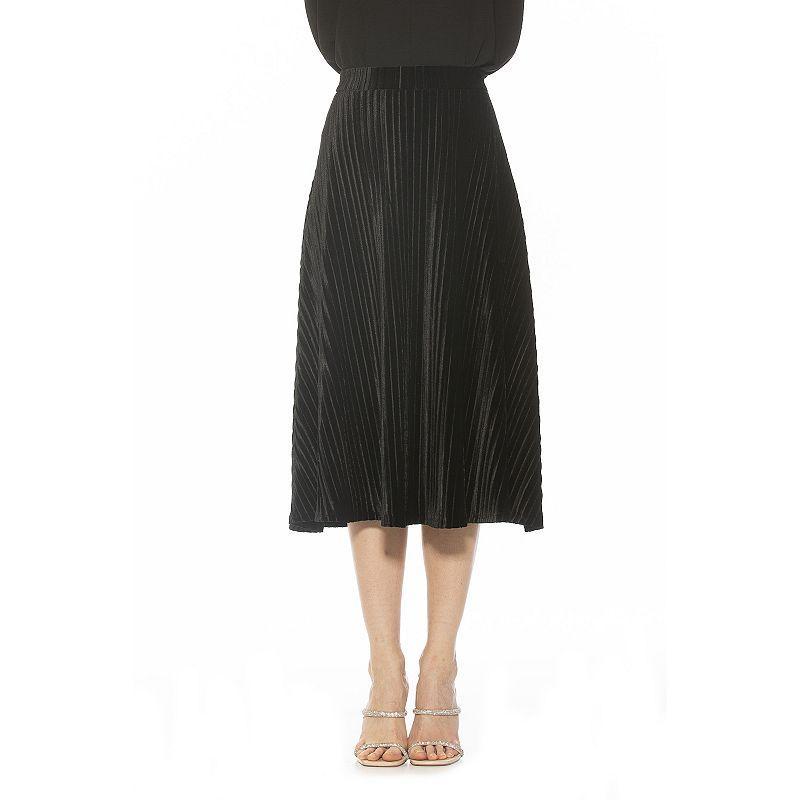 Womens ALEXIA ADMOR Alaina Pleated Velvet Midi Skirt product image