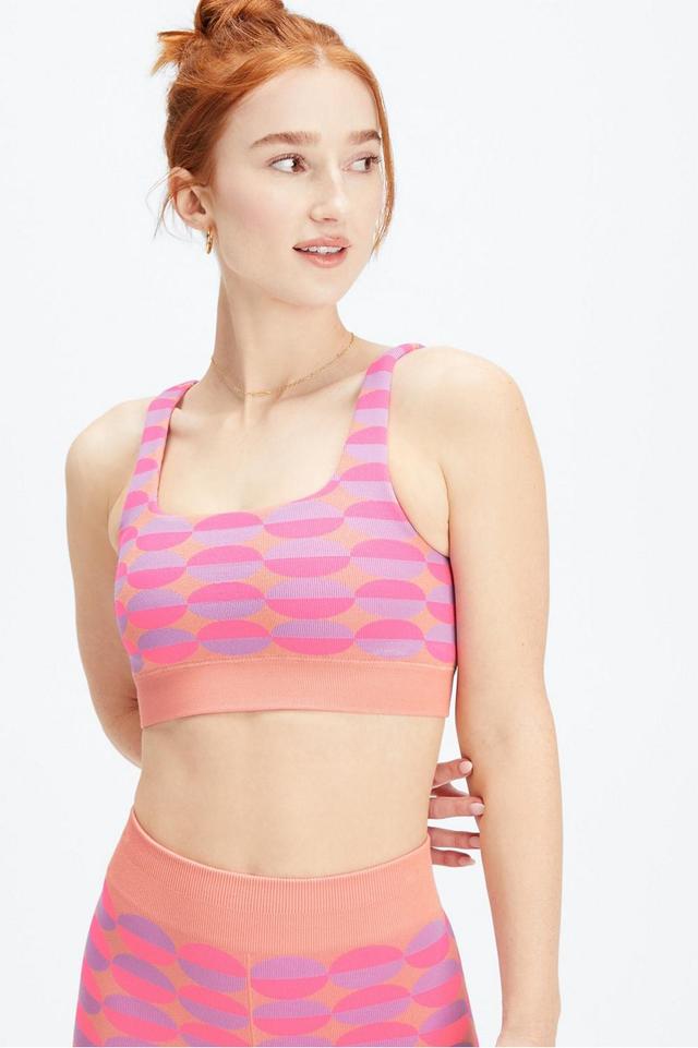 Fabletics Dottie Geo Seamless Bra Womens Pink Rave Geo Multi Size S Product Image