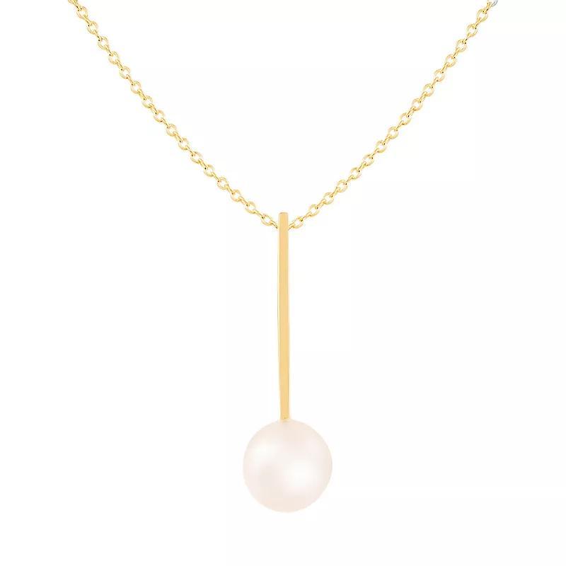 Splendid Pearls 14K Gold Cultured Freshwater Pearl Pendant Necklace, Womens Yellow Product Image