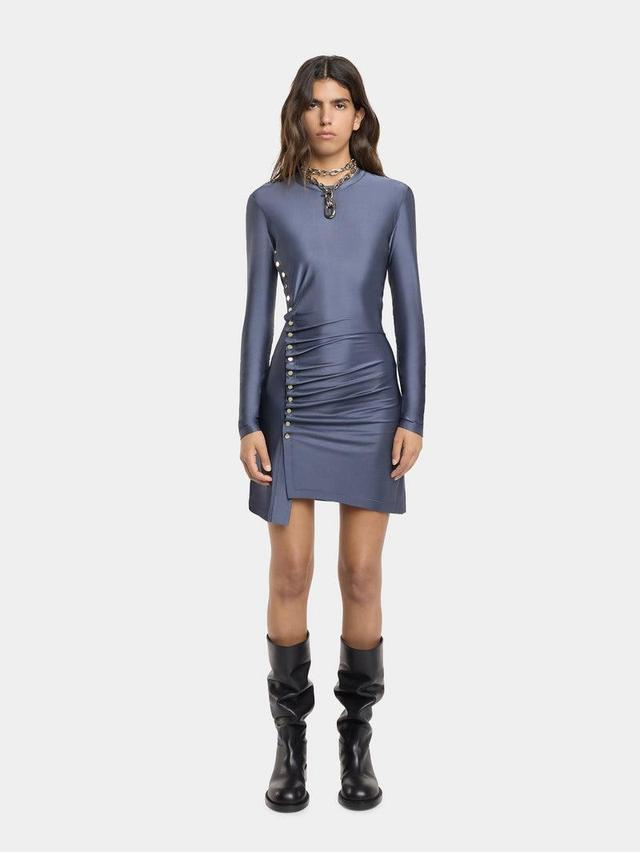 GREY SHORT GATHERED DRESS IN JERSEY Product Image