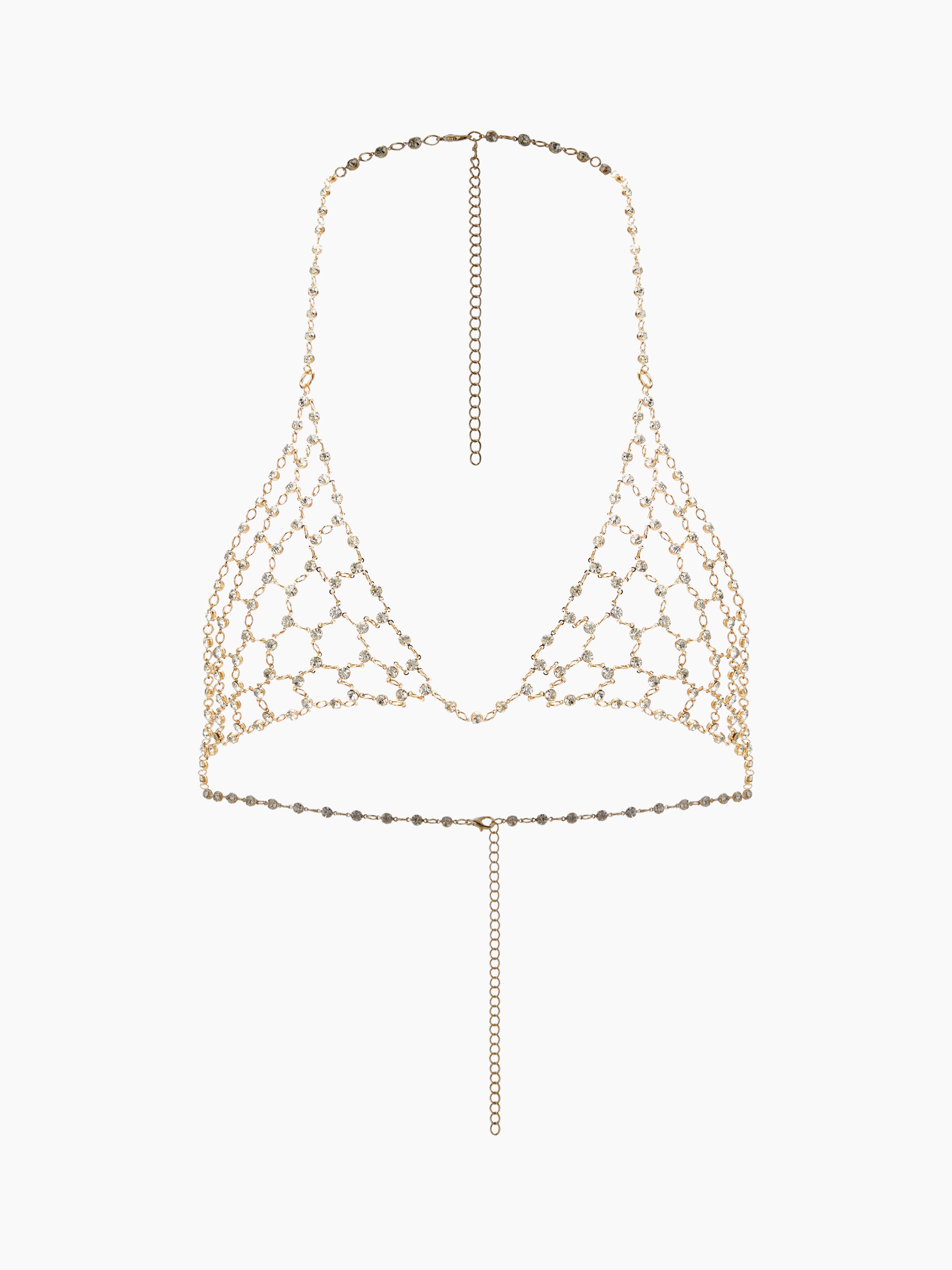 RHINESTONE DECOR FISHNET BODY CHAIN Product Image