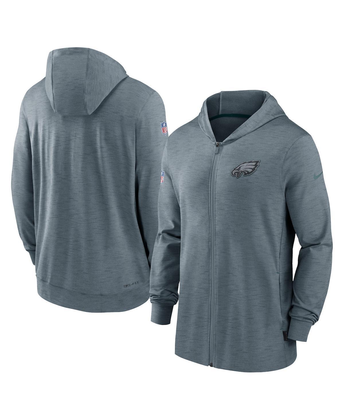 NIKE Men's Heather Gray Philadelphia Eagles Sideline Team Pop Full-zip Hoodie Jacket Product Image