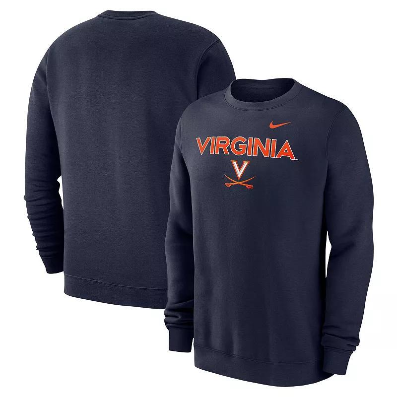 Mens Nike Virginia Cavaliers Club Fleece Pullover Sweatshirt Blue Product Image