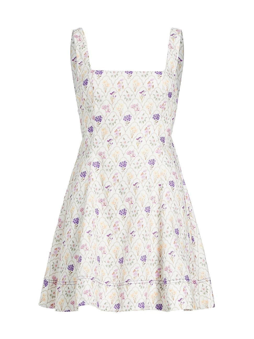 Womens Fleur Linen-Cotton Cut-Out Minidress Product Image