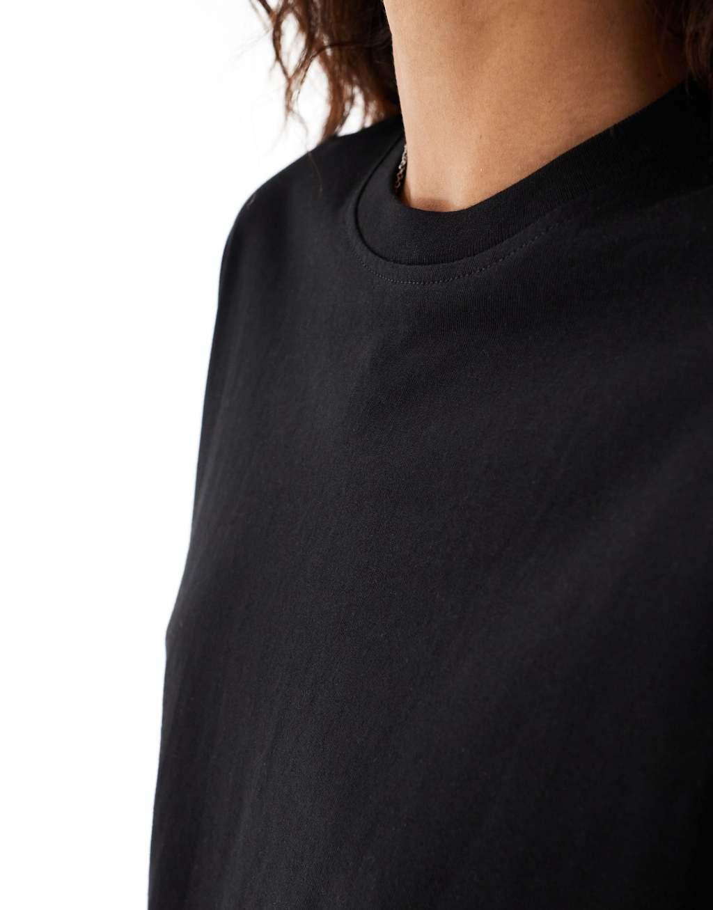 Weekday oversized long sleeve top in black Product Image