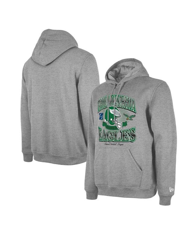 Mens New Era Heather Gray Philadelphia Eagles Retro Pullover Hoodie Product Image