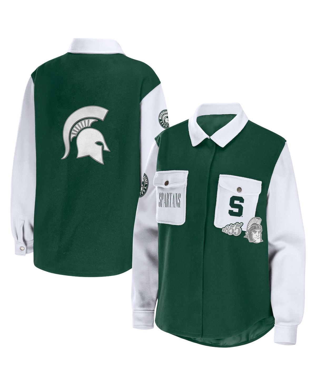 Womens WEAR by Erin Andrews Hunter Green Michigan State Spartans Button-Up Shirt Jacket Product Image