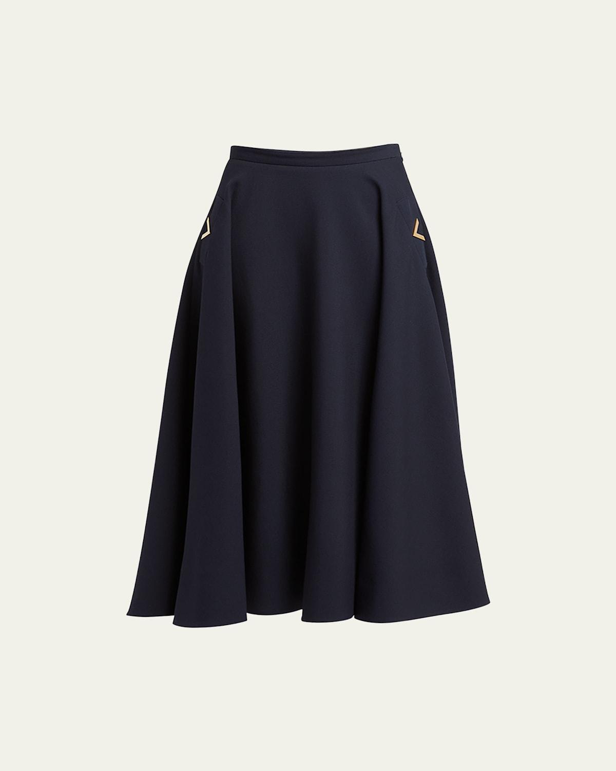 Crepe Couture Midi Skirt with Logo Hardware Product Image