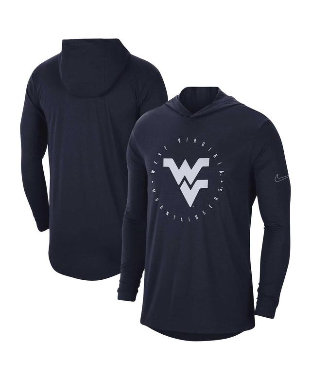 Mens Nike Navy West Virginia Mountaineers Campus Tri-Blend Performance Long Sleeve Hooded T-Shirt Product Image