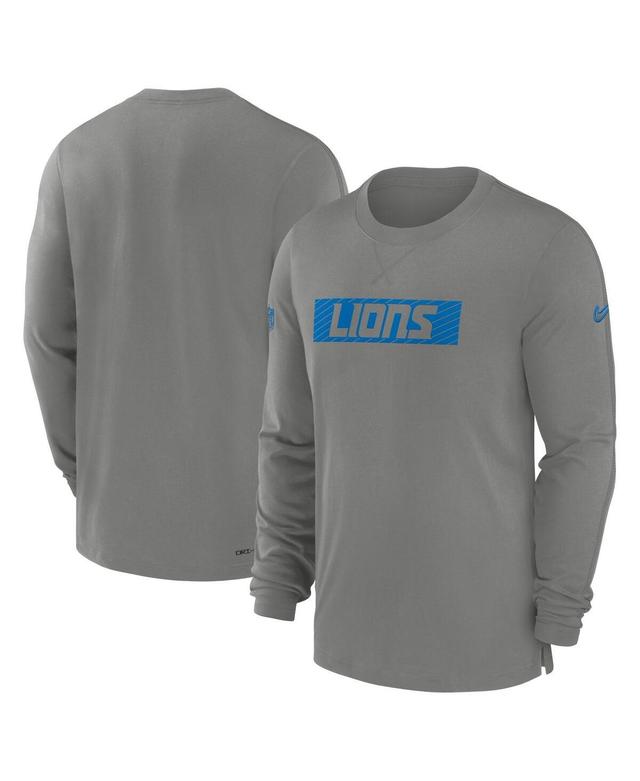 Nike Mens Gray Detroit Lions Sideline Player Performance Long Sleeve T-Shirt Product Image