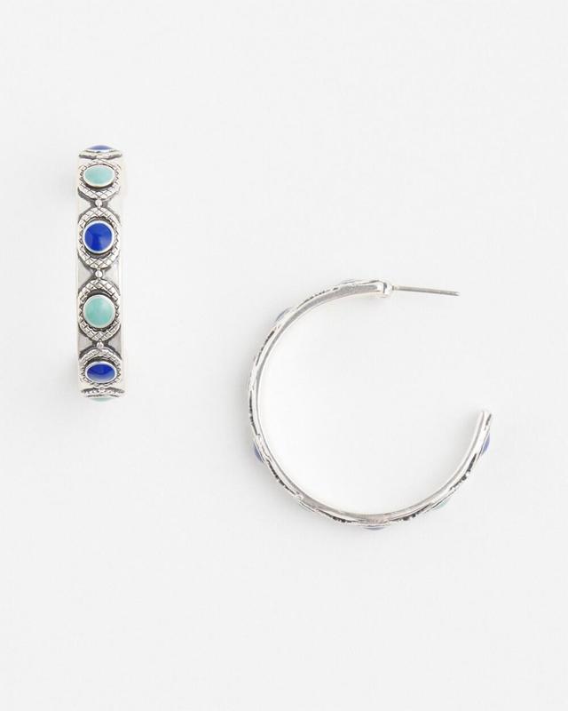 No Droop Blue Stone Hoop Earrings   Chico's - Blue Multi - Women Product Image