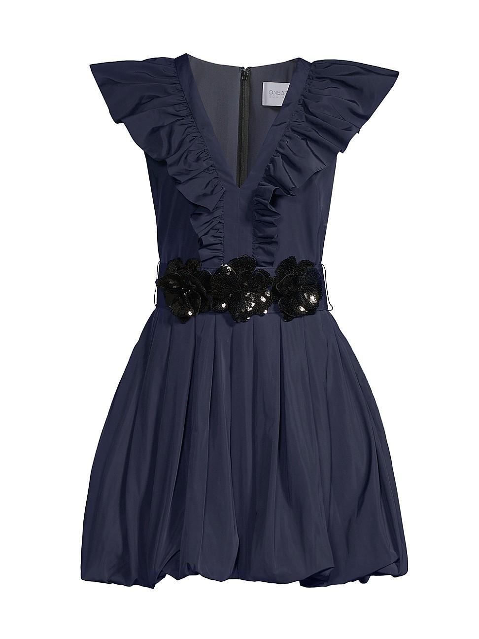 Womens Ruffled Taffeta Mini Dress Product Image