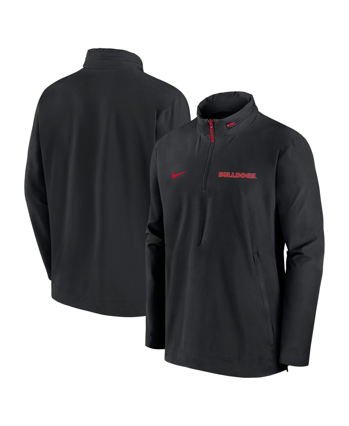 NIKE Georgia Bulldogs Sideline Coach  Men's College 1/2-zip Hooded Jacket In Black Product Image