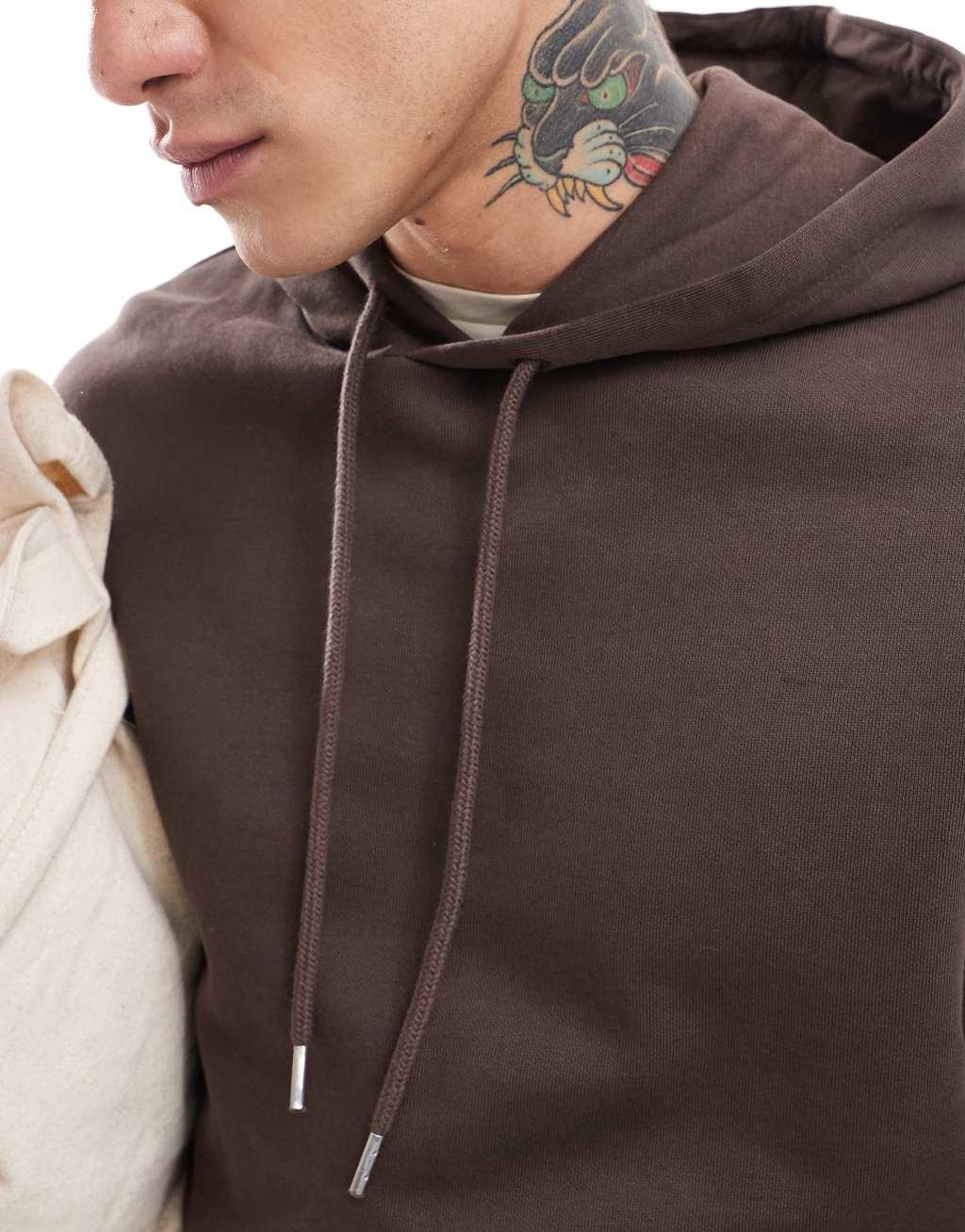 ASOS DESIGN essential oversized hoodie in brown Product Image