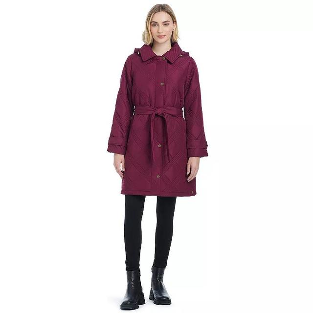 Womens d.e.t.a.i.l.sQuilted Belted Trench Coat Red Product Image