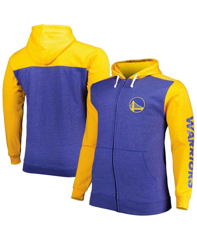 Mens Fanatics Branded Royal/Gold Golden State Warriors Big & Tall Down and Distance Full-Zip Hoodie Product Image