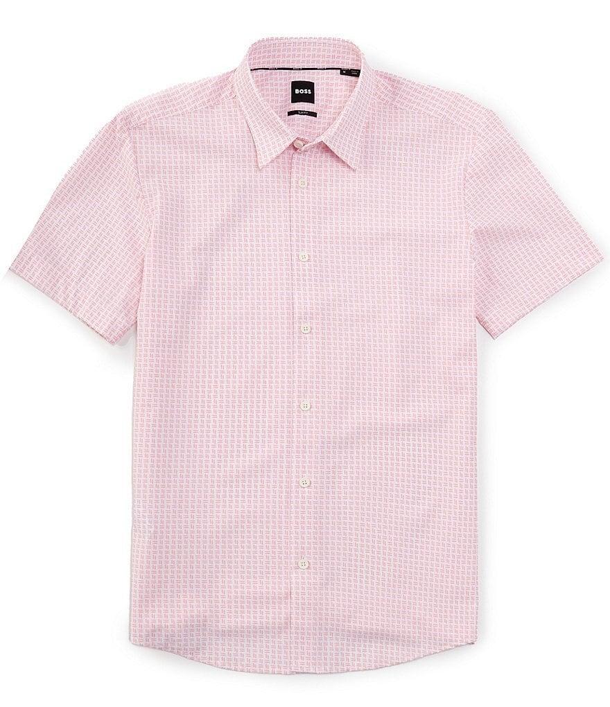 Hugo Boss BOSS Slim Fit Stretch Roan Short Sleeve Woven Shirt Product Image