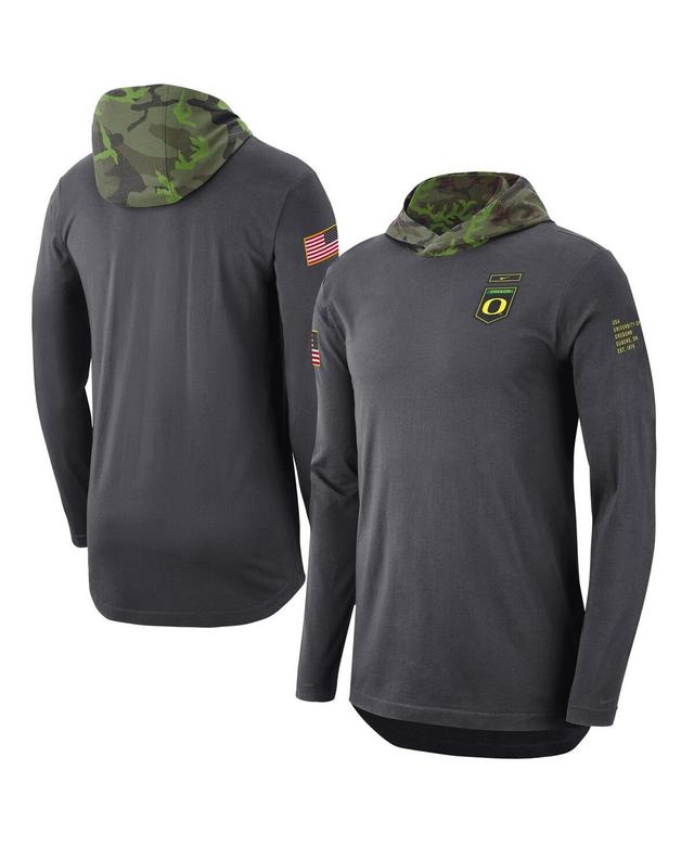 Mens Nike Anthracite Oregon Ducks Military-Inspired Long Sleeve Hoodie T-shirt Product Image