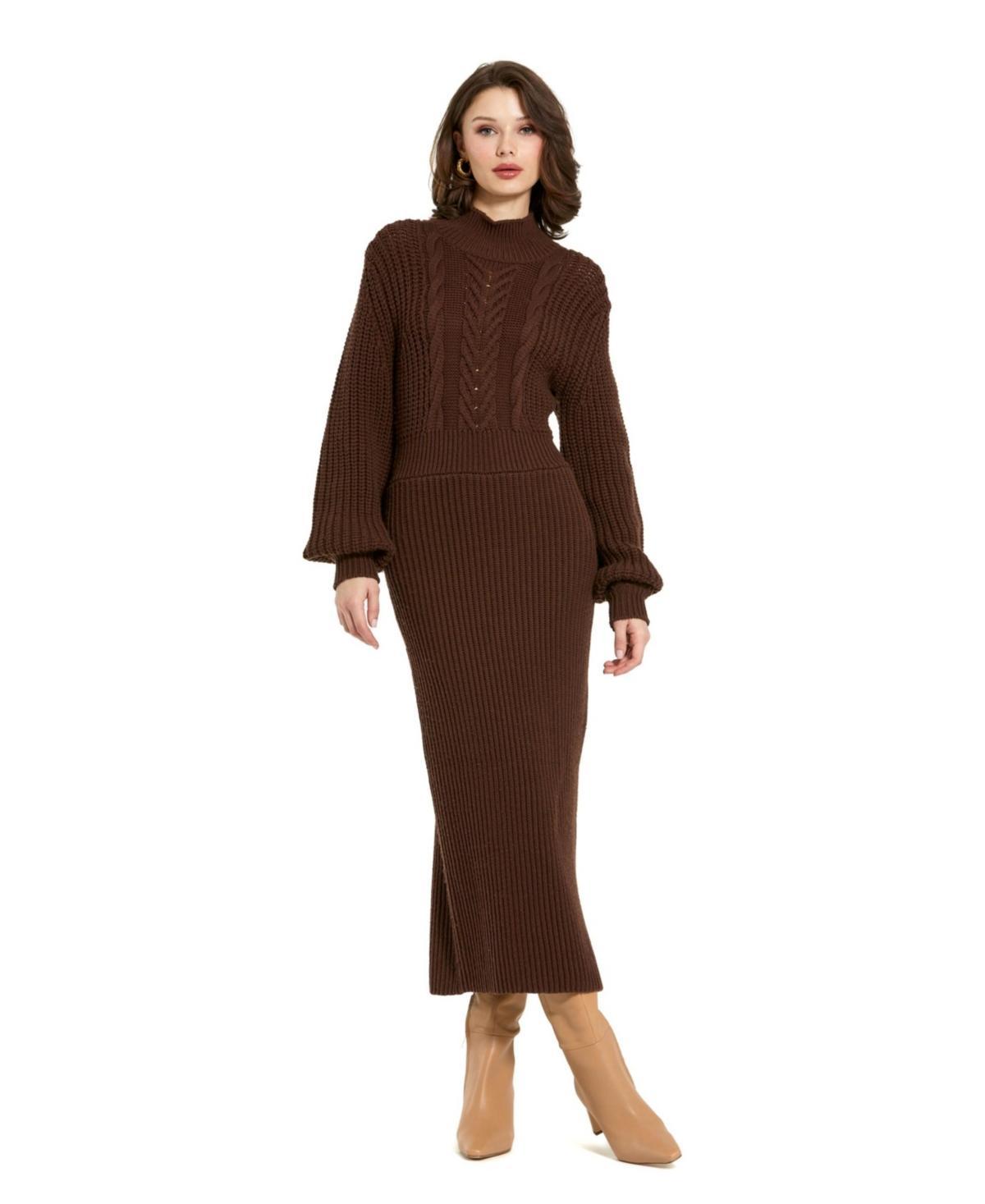 Womens Ribbed Merino Wool Midi-Dress Product Image