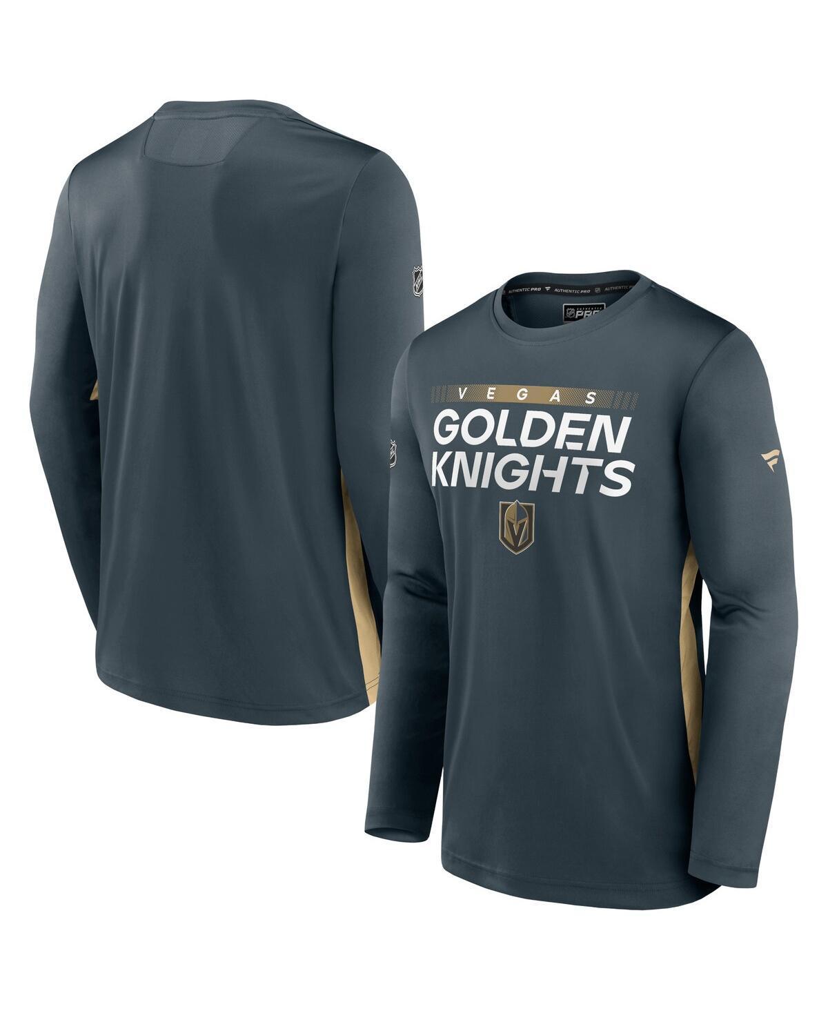 Mens Fanatics Gray Vegas Golden Knights Authentic Pro Rink Performance Long Sleeve T-Shirt Product Image