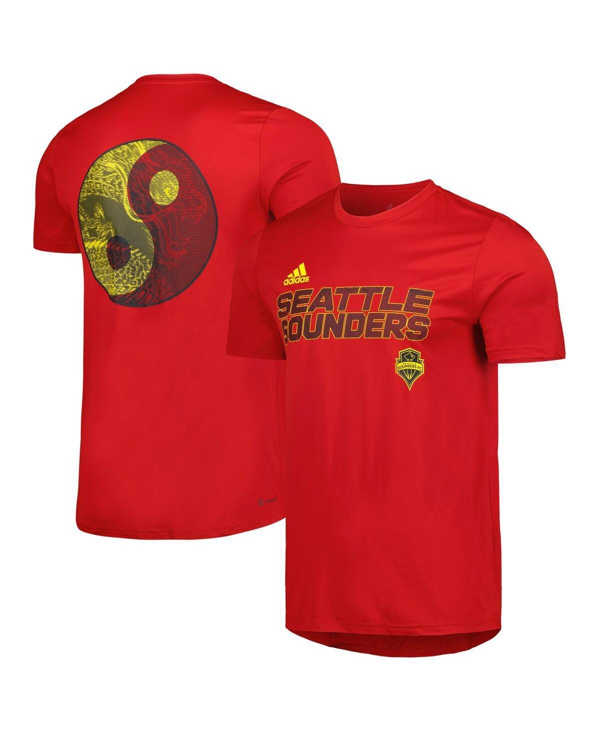 Mens adidas Red Seattle Sounders Fc Team Jersey Hook Aeroready T-shirt Product Image