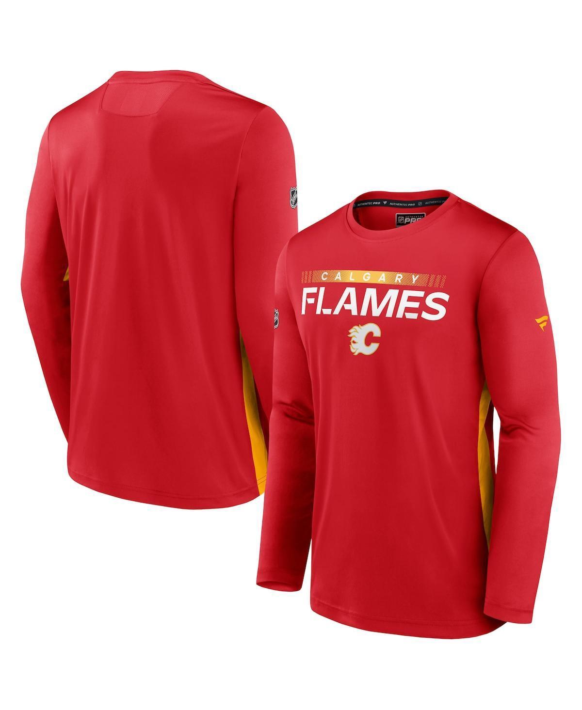 Mens Fanatics Red Calgary Flames Authentic Pro Rink Performance Long Sleeve T-shirt Product Image