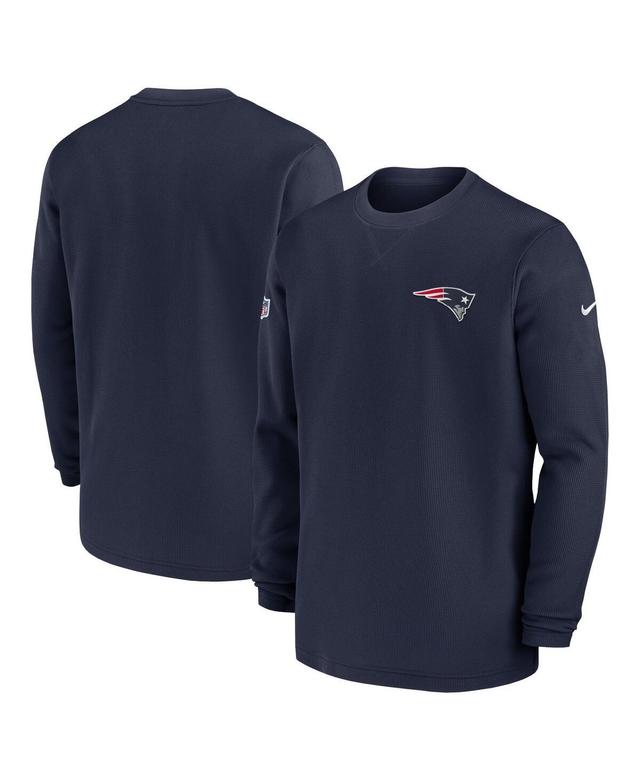 Mens Nike New England Patriots 2023 Sideline Throwback Heavy Brushed Waffle Long Sleeve Top Blue Product Image