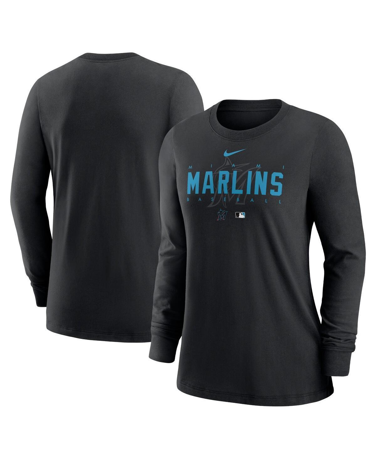 Womens Nike Black Miami Marlins Authentic Collection Legend Performance Long Sleeve T-shirt Product Image