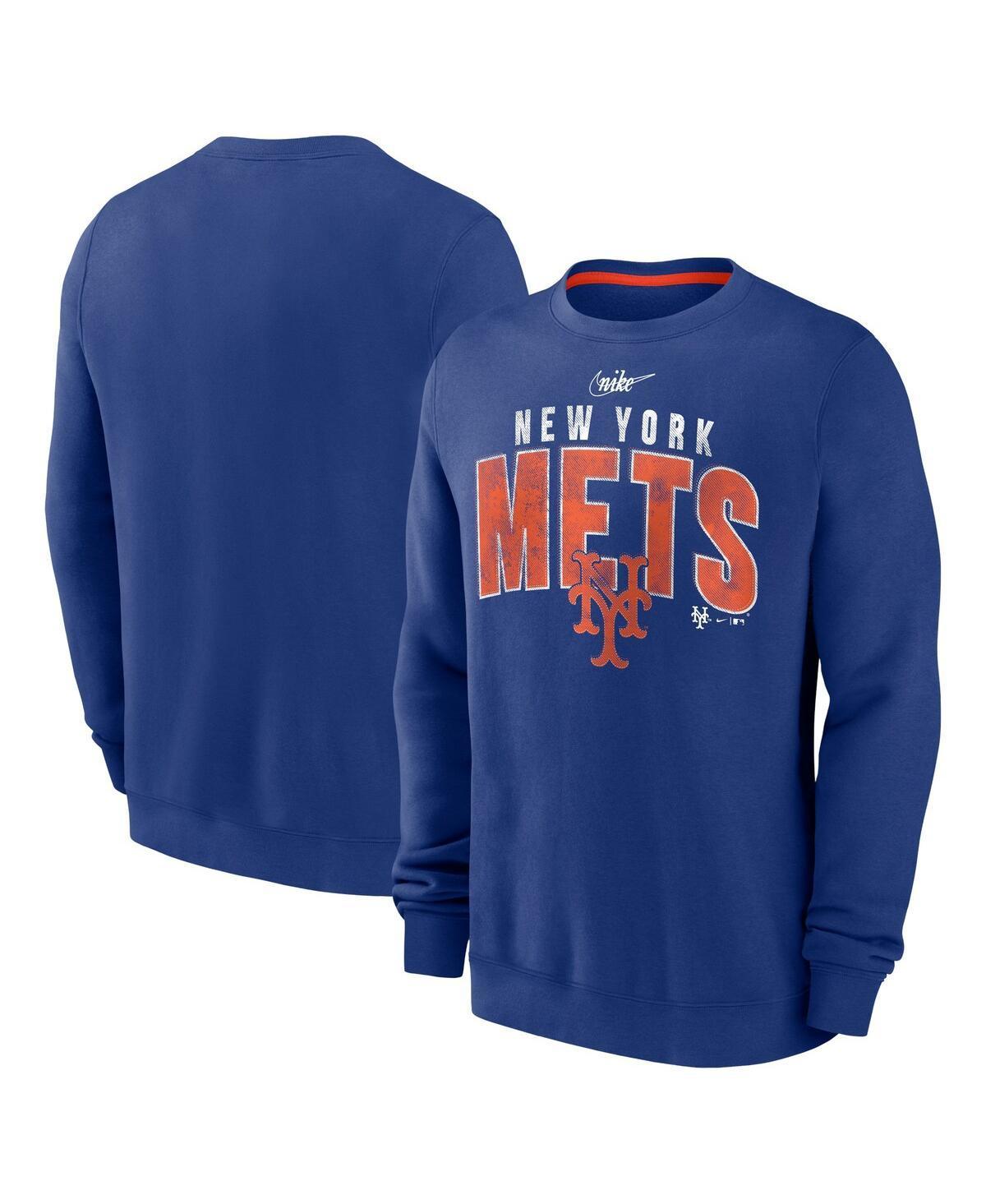 Mens Nike Royal Distressed New York Mets Cooperstown Collection Team Shout Out Pullover Sweatshirt Product Image