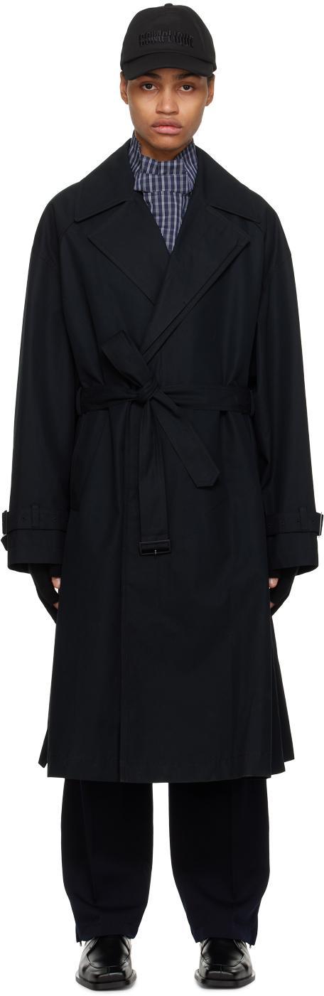 Black Belted Trench Coat Product Image