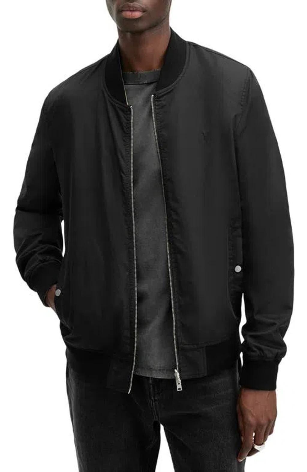 ALLSAINTS Bassett Reversible Bomber Jacket In Black/khaki Brown Product Image